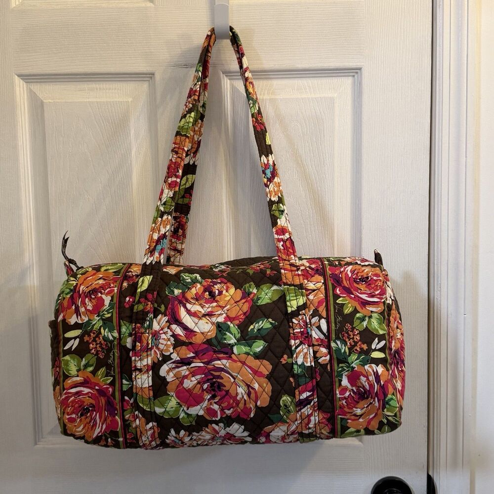 Vera Bradley English Rose Quilted Duffel Barrel Bag Retired Winter 2012